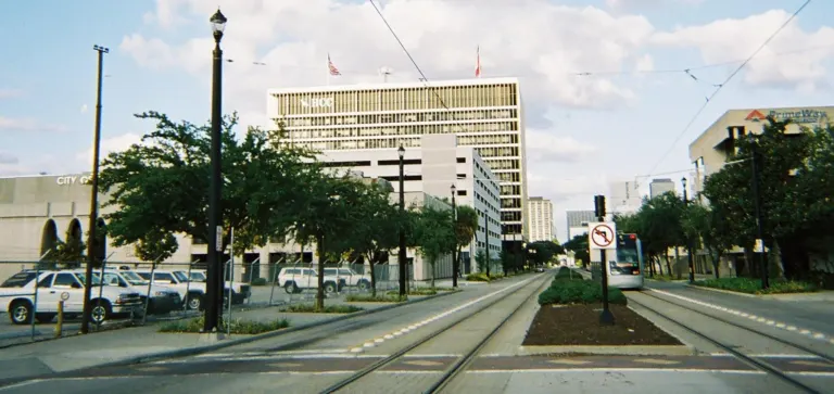 Main Street and the METRORail line in Midtown Houston