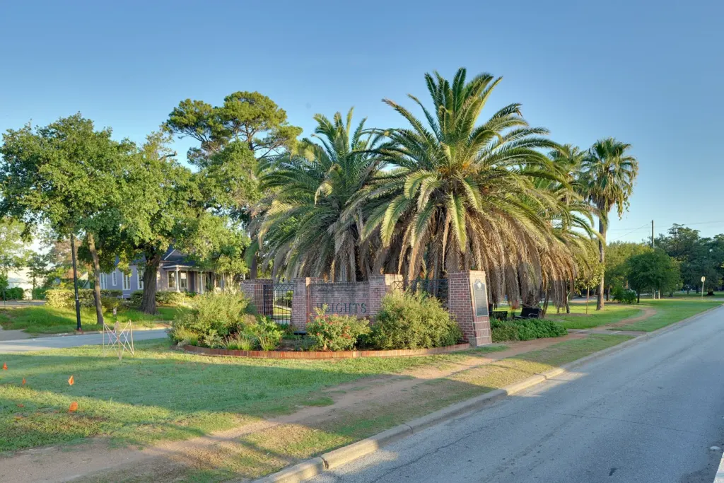 The tree-lined Heights Boulevard esplanade in the Houston Heights